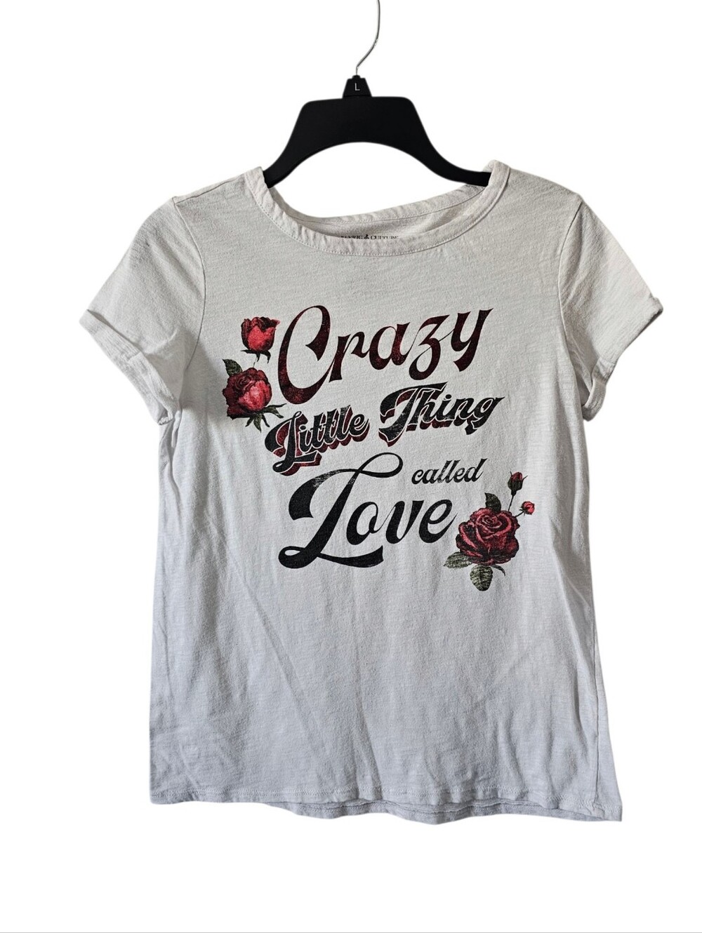Lyric Culture Queen Shirt Small Crazy Little Thing Called Love Capped Sleeve Whi